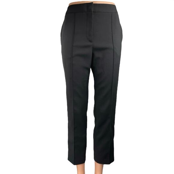 BCBGMaxazria Black Straight Leg High Waist Pintuck Ankle Trousers Dress Pants 4 - Picture 1 of 5